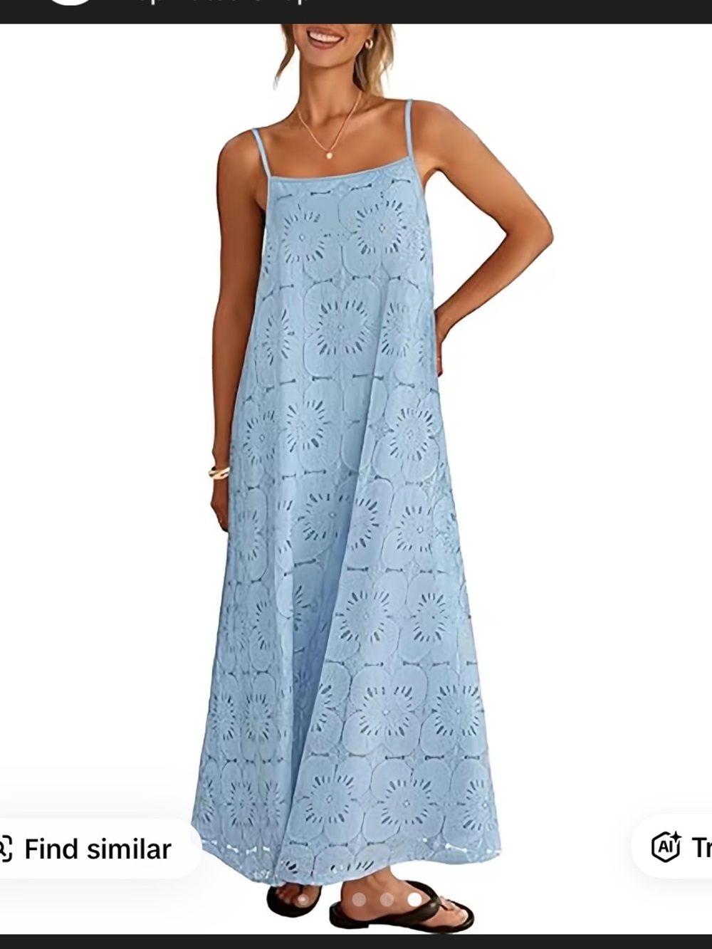 Light Blue Lacy Maxi Sundress with Spaghetti Straps